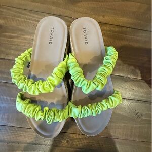Torrid Bright Lime Ruched Sandals